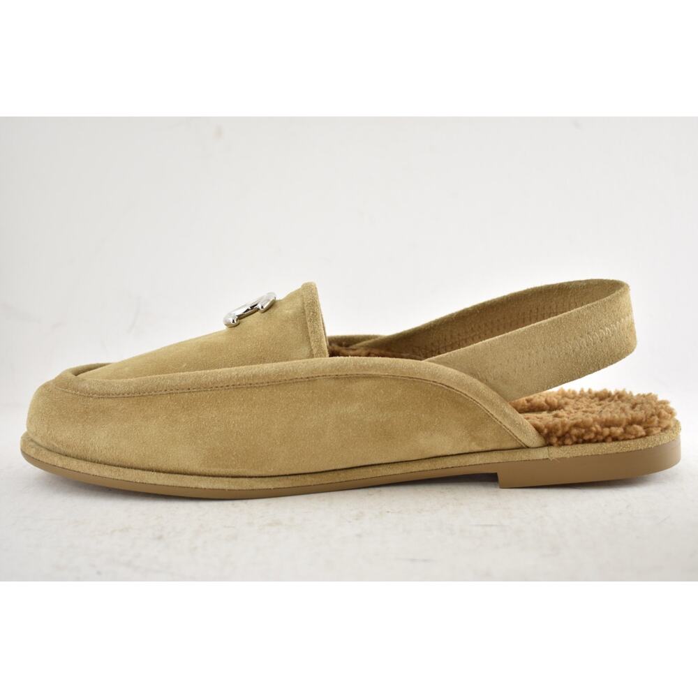 Chanel Dark Beige Suede Shearling CC Moccasin Ballet Slingback Loafer Flat 40 - Picture 15 of 16